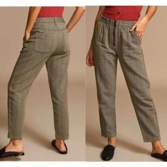RVCA Brown Herringbone Trouser Pants Size Medium - Picture 1 of 14